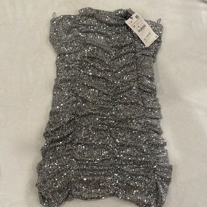 NWT Zara silver sequin dress
